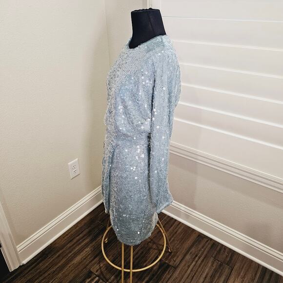 Aidan by Aidan Mattox Cocktail/Party Dress Light Blue Sequence- Women's Size 6 - Picture 2 of 3
